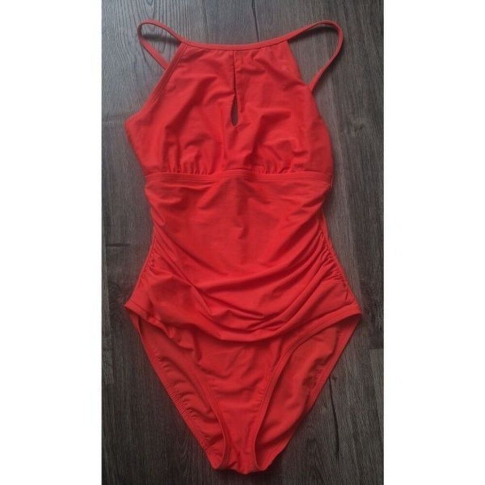 NWOT Ellen Tracy Slimming Ruched One-piece Women's Size 10 Bathingsuit Swimsuit